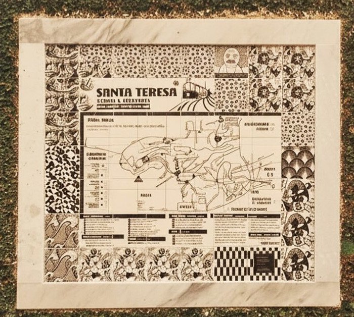 Mapa de Santa Teresa, em cerâmica, na rua Áurea criado pela artista Carol Paccini (da comunidade montealegrense).